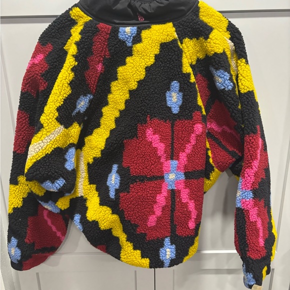 Free People Hit The Slopes Printed Faux Shearling Pullover Very Oversized S - Picture 3 of 6